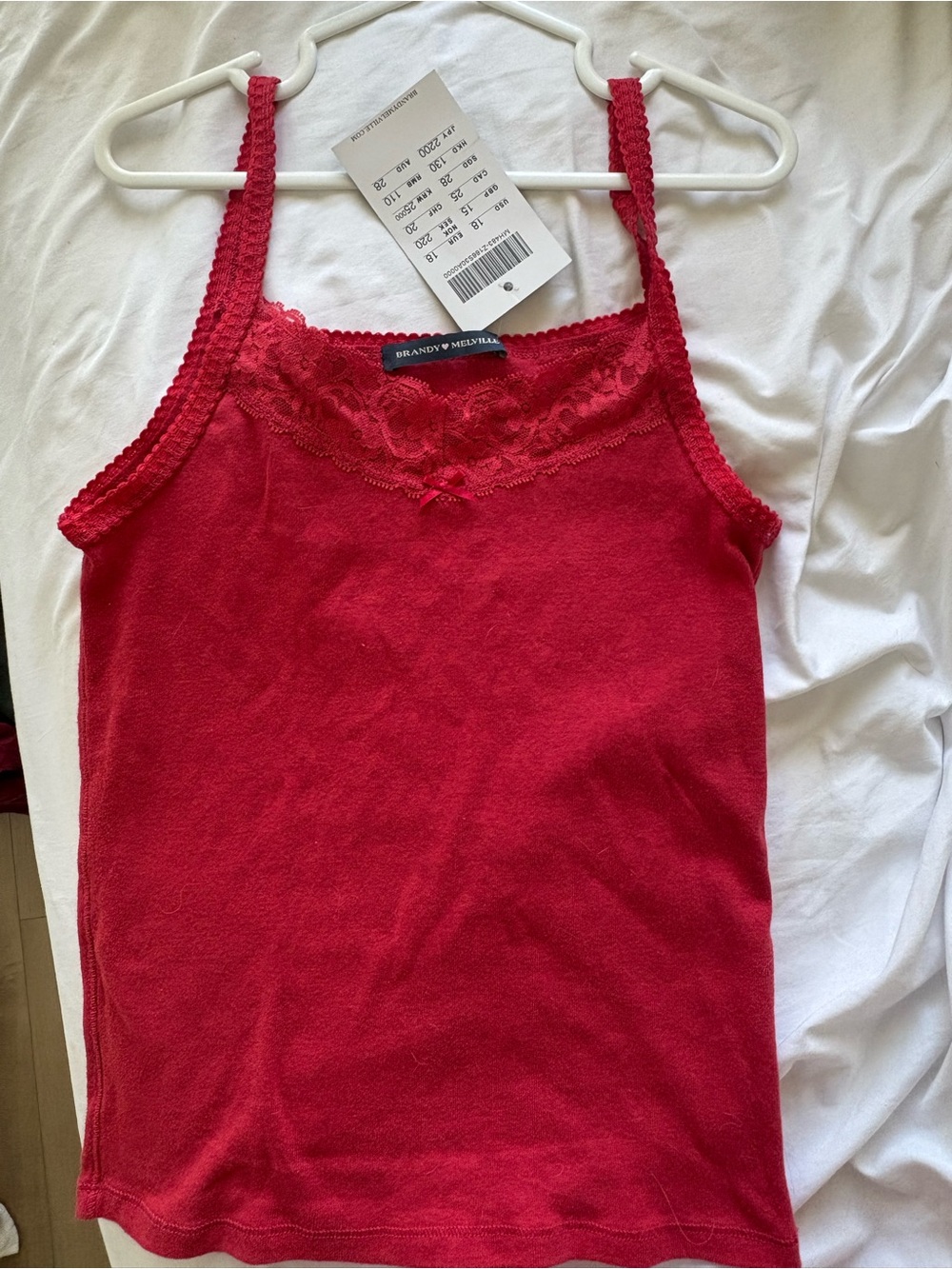 Brandy melville Red Lace-Trim Camisole Tank Top